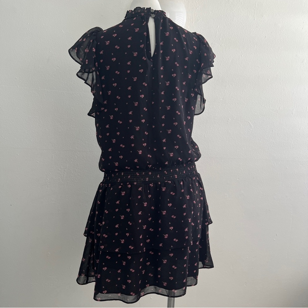 NEW ANTHROPOLOGIE Floral mini Dress MEDIUM Smocked-Neck Flutter-Sleeve Bohemian - Picture 7 of 10
